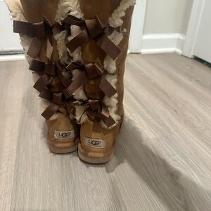 UGG Brown Shearling Boots with Bows